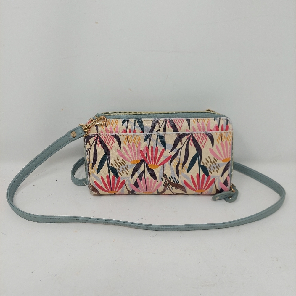 Floral Crossbody Bag with Blue Strap